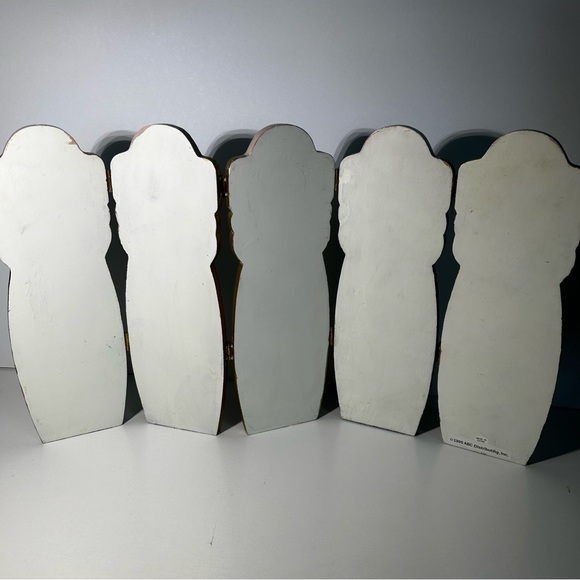Wooden Painted Christmas Foldable Angels Screen 1995 ABC Distributing, Inc. Vtg - Picture 8 of 10
